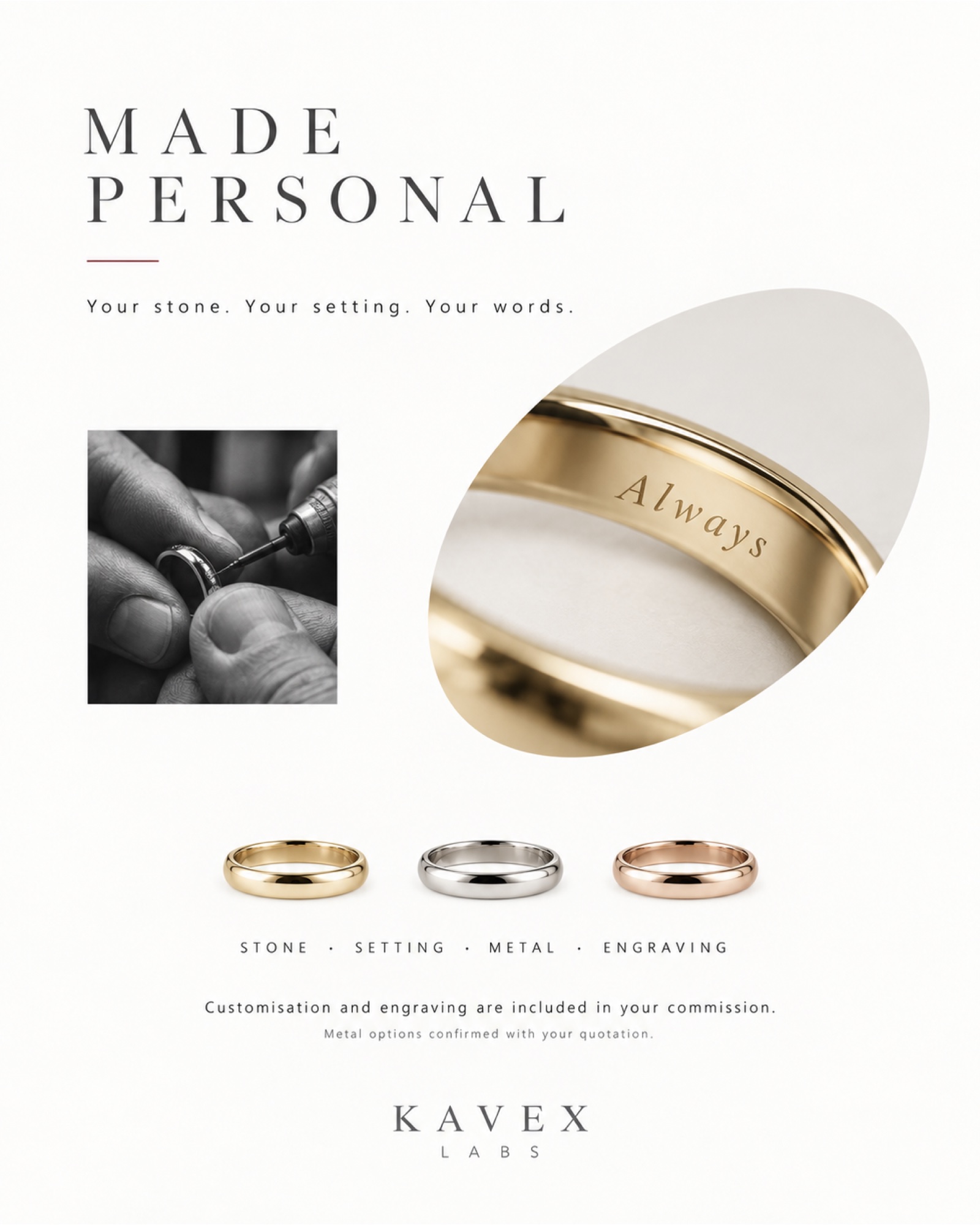 Made Personal - Stone, Setting, Metal, Engraving